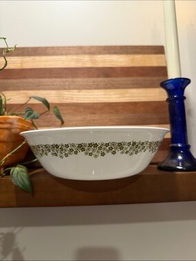 🍃 Vintage Corelle Spring Blossom Green (Crazy Daisy) Serving Bowl